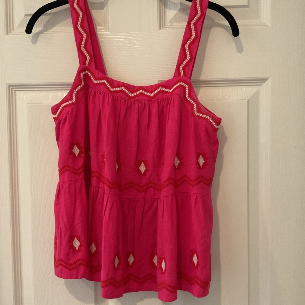 LOFT Pink Embroidered Camisole Top